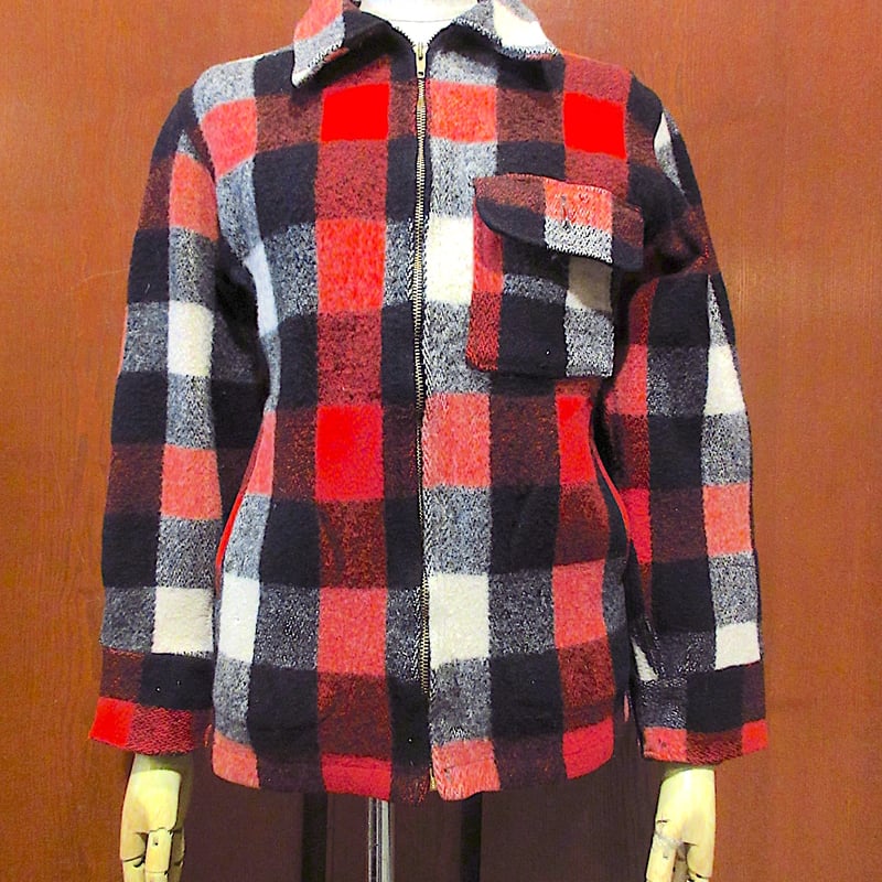 50’s WOOLRICH ウール スポーツジャケット チェック TALON ビンテージ50's○Woolrichチェックウールスポーツジャケットsize 36