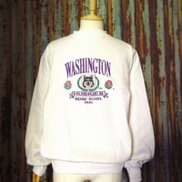 ビンテージ90s ●LOGO7 WASHINGTON HUSKIES ROSEBOWL 1991刺繍スウェット白sizeM●250107b1-m-sws古着メンズトレーナーワシントンハスキーズ
