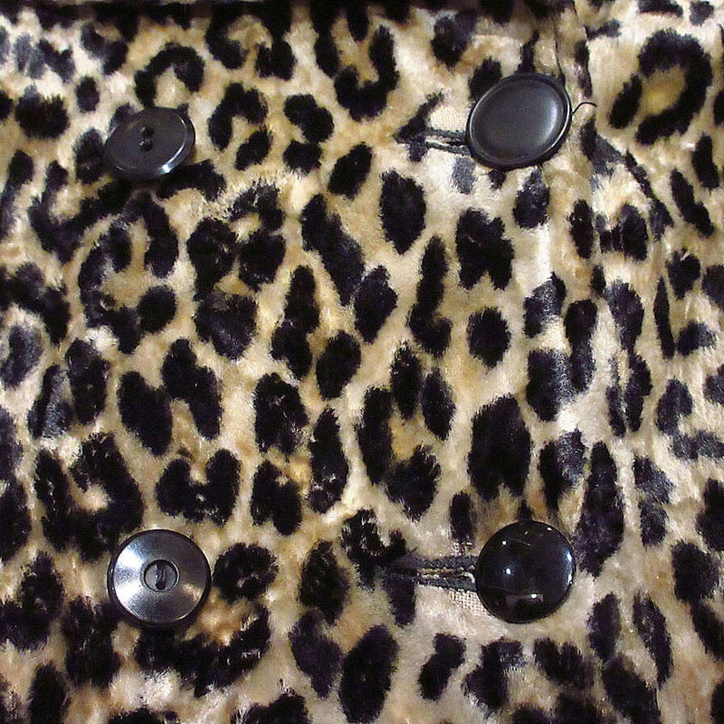 ビンテージ60's70's○レディースレオパード柄フェイクファーダブル