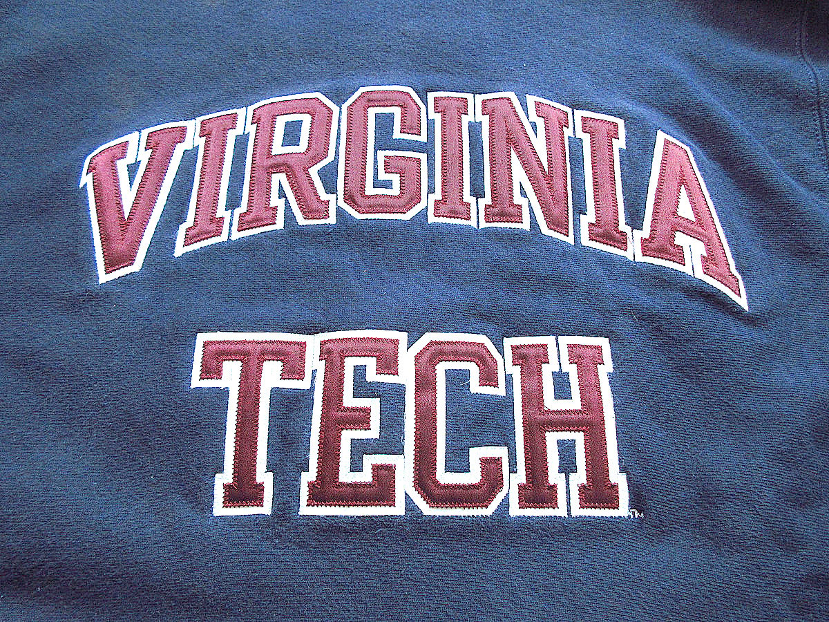 ビンテージ90's○Champion VIRGINIA TECHリバースウィーブスウェット紺s
