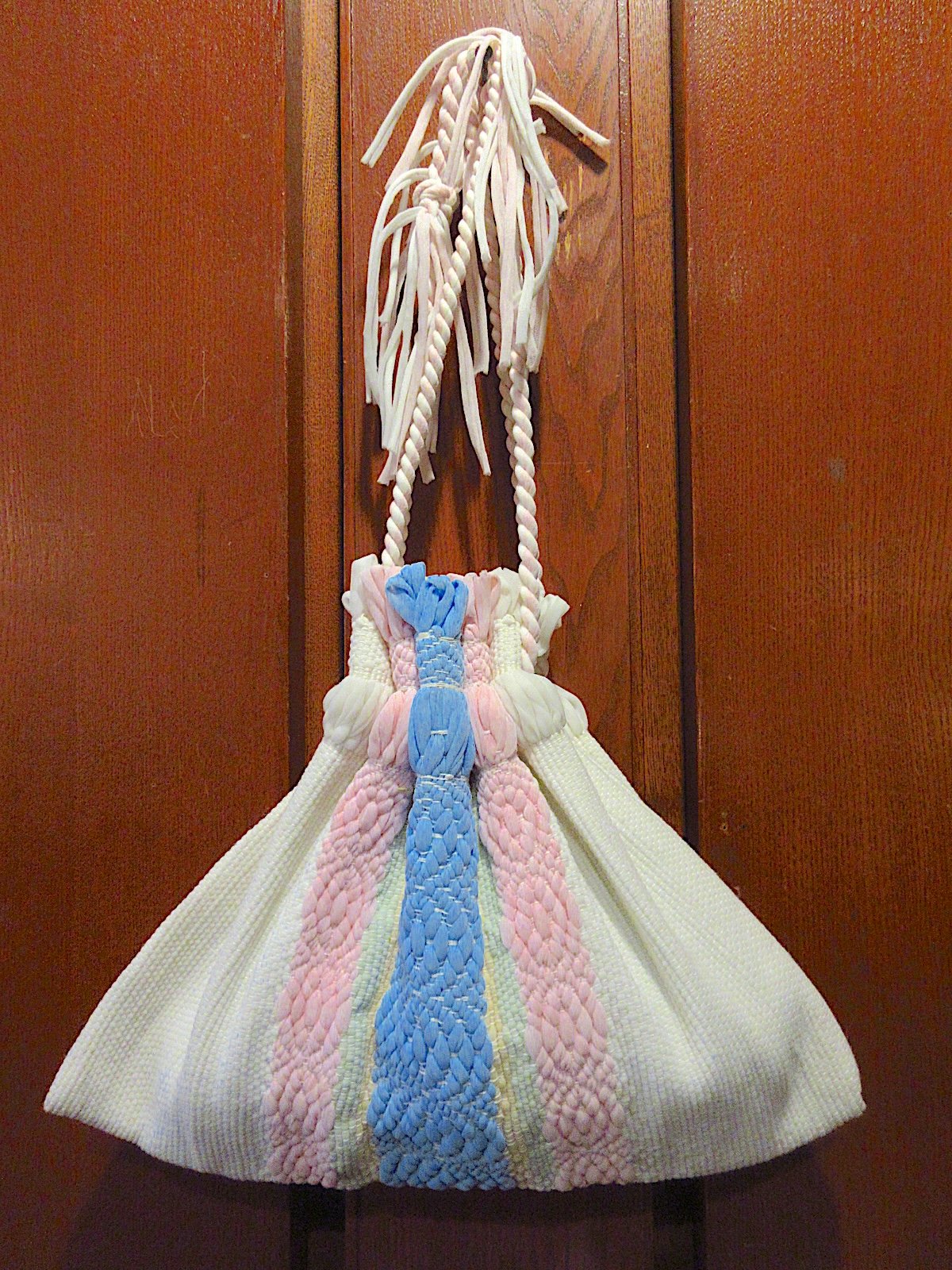 ビンテージ~50's○編み込み巾着バッグ○260306z2-bag-otパステルカラー