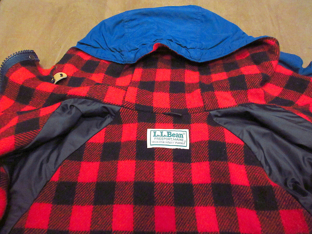 ビンテージ80's○L.L.Bean裏地チェックマウンテンパーカー青 ビンテージ80's○L.L.Bean裏地チェックマウンテンパーカー青