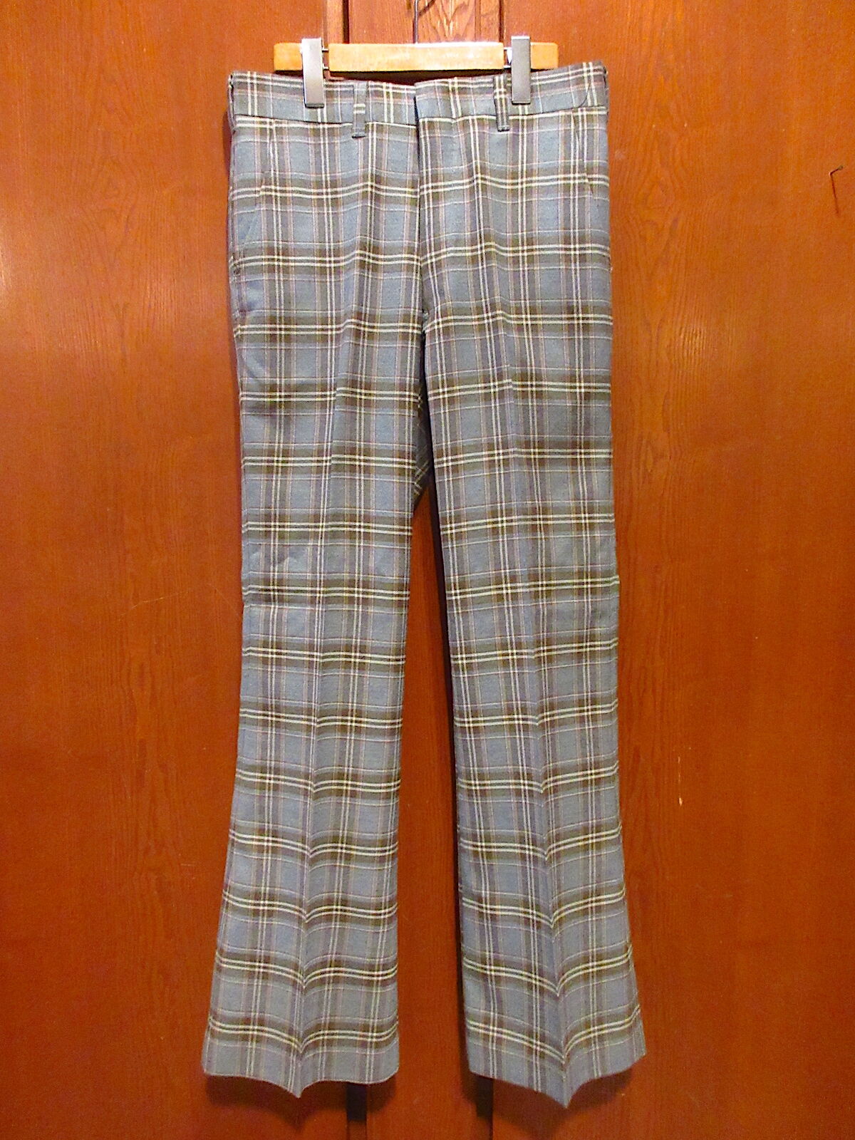 ビンテージ70's○DEADSTOCK HARRIS CASUALSチェックフレアパンツ表記W