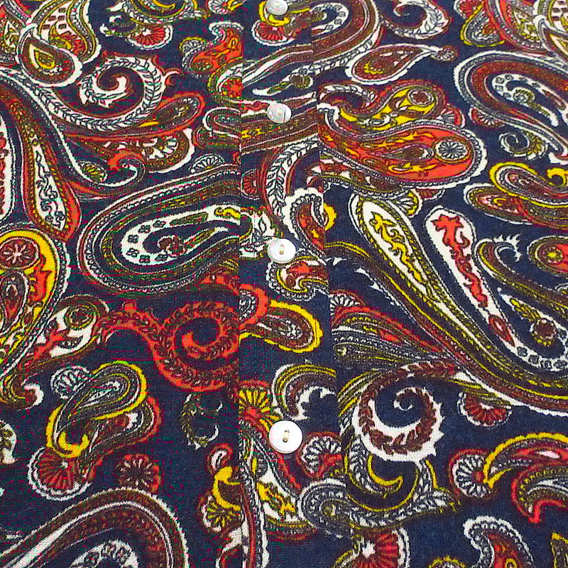 激レア 70-80s フランス製 開襟シャツ ペイズリー vintage 長袖 激レア 70-80s フランス製 開襟シャツ ペイズリー vintage 長袖