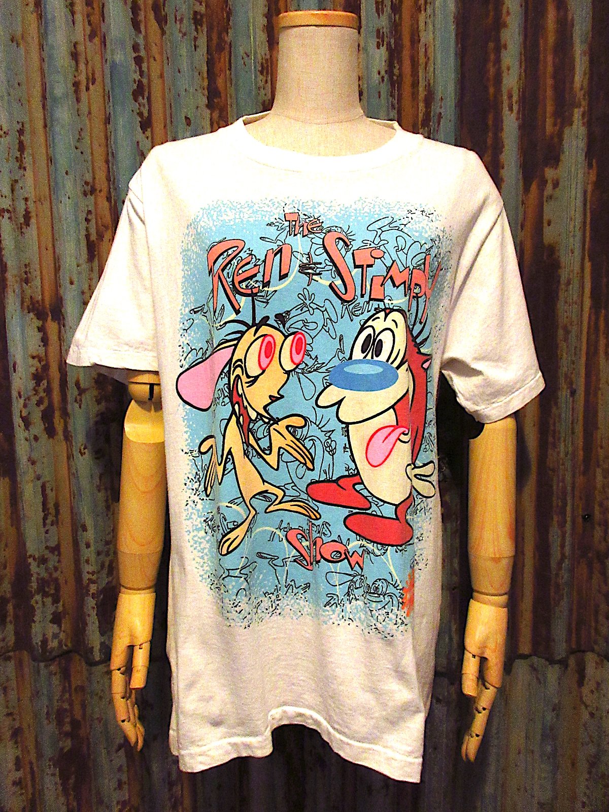 REN & THE STIMPY ヴィンテージ　Tシャツ　プリント　XL 古着 ビンテージ90's○THE REN&STIMPYプリントTシャツ白size L○250930j