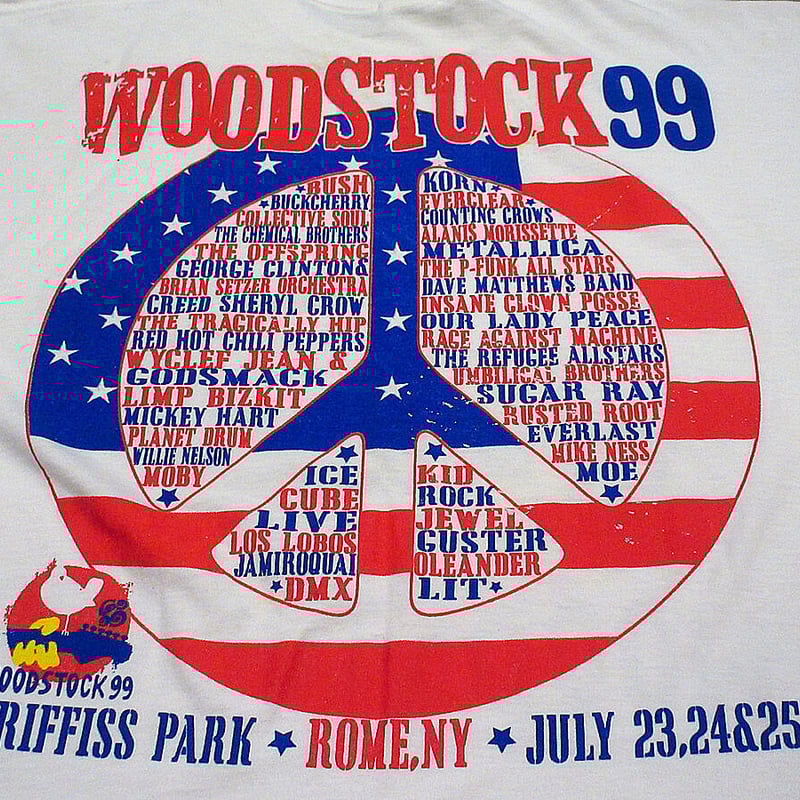 ビンテージ90's○WOODSTOCK 99プリントTシャツ白size XL○230921i3