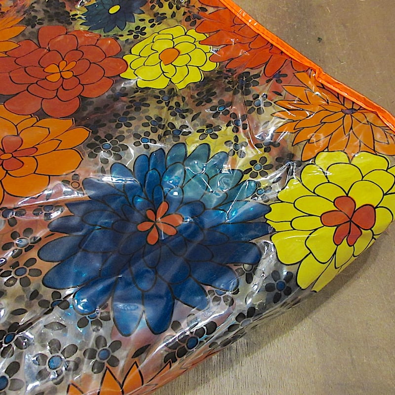 ビンテージ70's○レトロフラワービーチバッグ○250822z6-bag-ot花柄