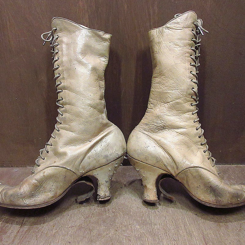 ビンテージ-20's○レディースレースアップブーツ○240822j6-w-bt-20cm