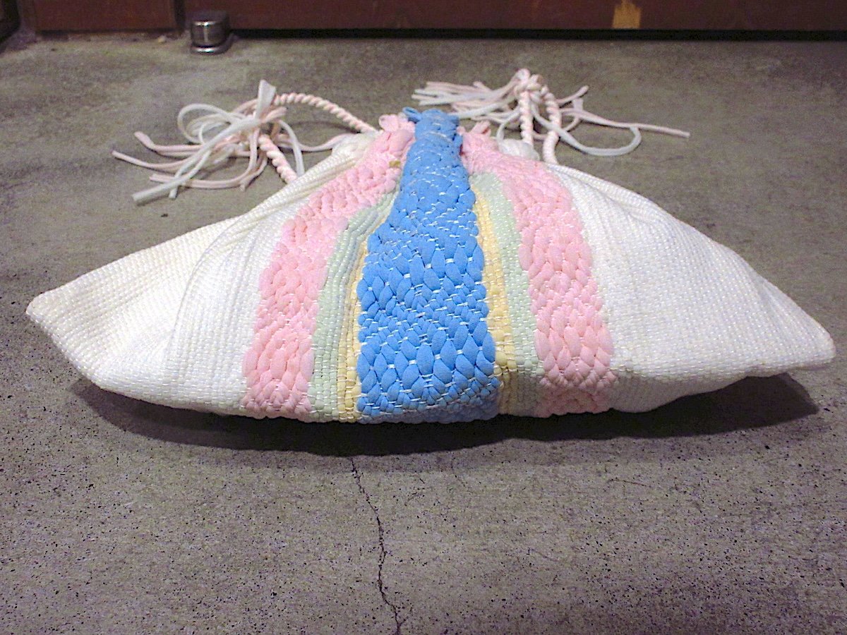 ビンテージ~50's○編み込み巾着バッグ○260306z2-bag-otパステルカラー