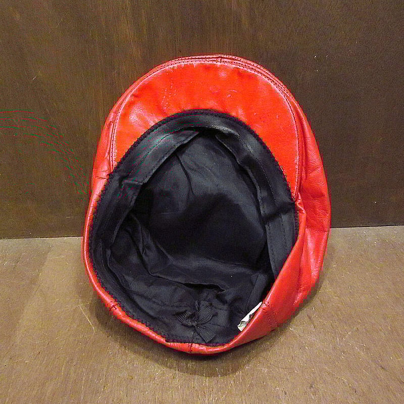 ビンテージ70's○レザーハンチング帽赤size M○220105s5-m-cp