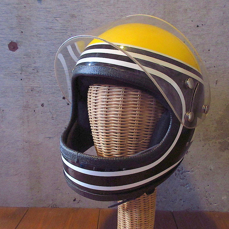 ビンテージ70's○DEADSTOCK FURY 500フルフェイスヘルメット白×黄色×黒