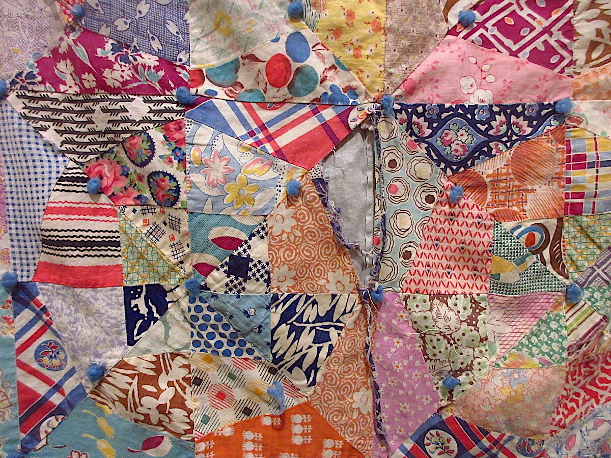 ビンテージ~40's○パッチワークキルトファブリックsize 200cm×152cm