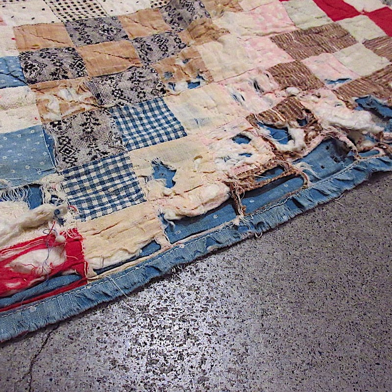 ビンテージ~20's○パッチワークキルトファブリックsize 約192cm × 約