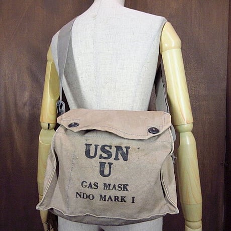 USN ガスマスクバッグ 1950s US NAVY 実物 50年代 アメリカ軍 海軍 ネイビー ガスマスク ミリタリーバッグ