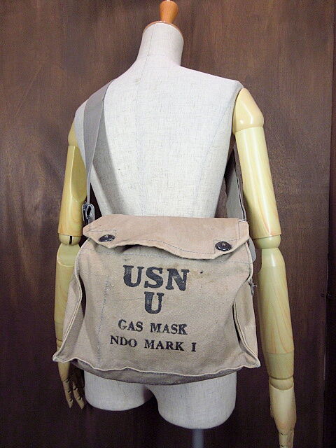 ビンテージ40's○U.S.NAVY NDO MARK 1 ガスマスクバッグ○210217n4
