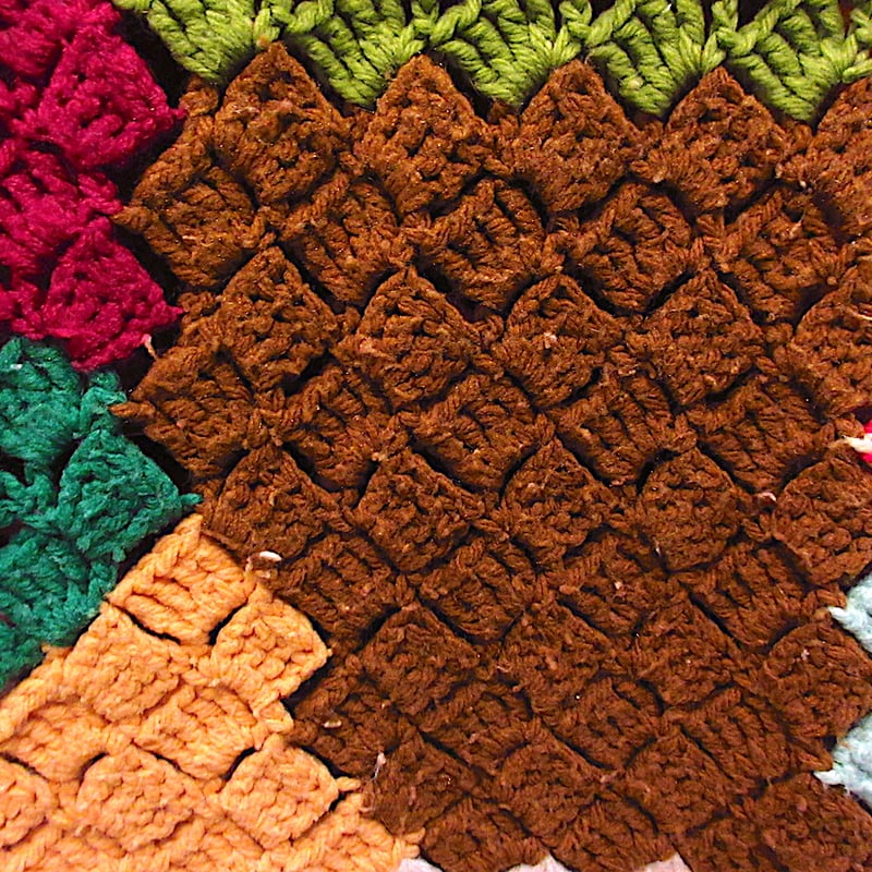 ビンテージ○かぎ針編みブランケットsize約206cm×約79cm○231121c7-blk