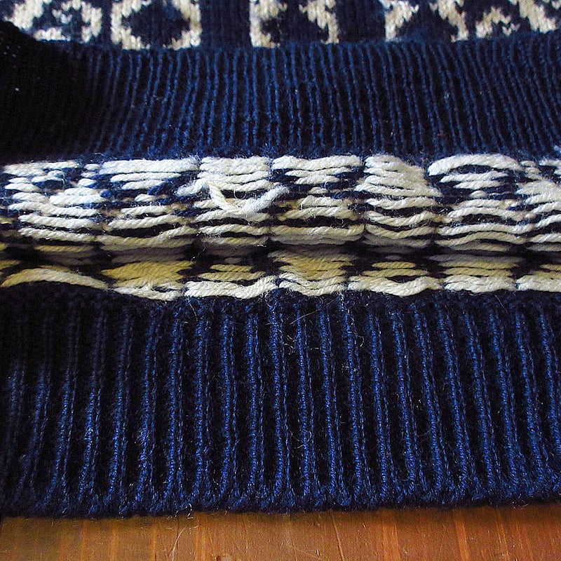 ビンテージ○DALE of NORWAY総柄セーター紺×白×赤size M○250108j3-