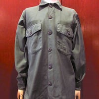 ビンテージ60's●ミリタリーコットンサテンユーティリティシャツsize 14 1/2 x 31●250204m1-m-lssh-mltトップス米軍実物古着