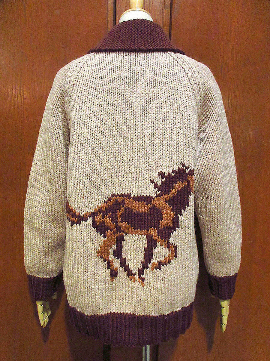 ビンテージ60's○馬ラグランカウチンセーター○221210s5-m-cow 1960s