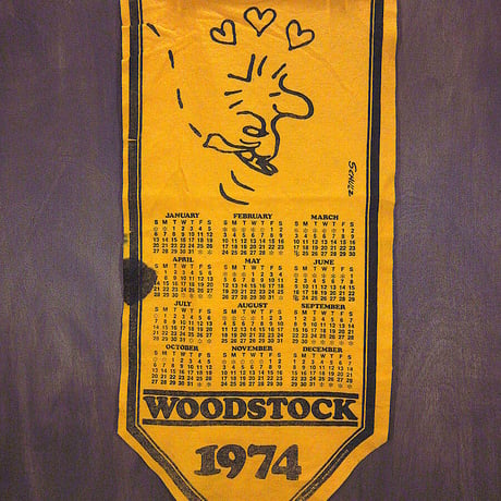 ビンテージ70’s●WODSTOCK1974年フェルトカレンダー黄色●231011j1-sign古着1970s雑貨インテリアスヌーピー