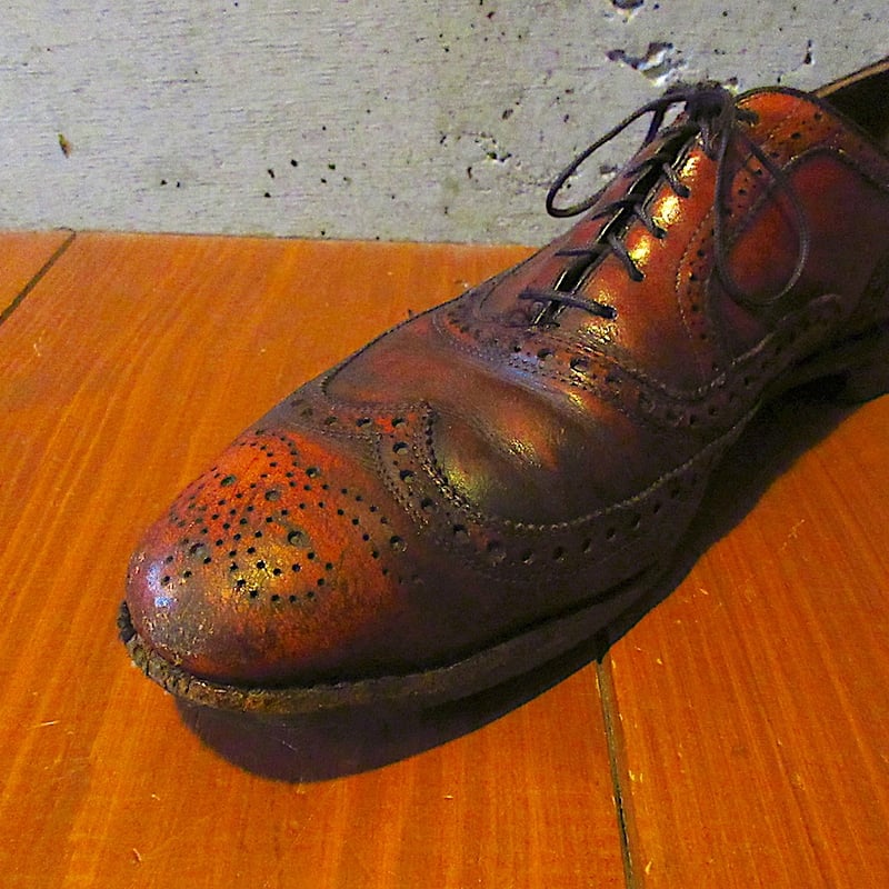 ビンテージ70's○レザーウイングチップシューズ赤茶○250719z6-m-dshs