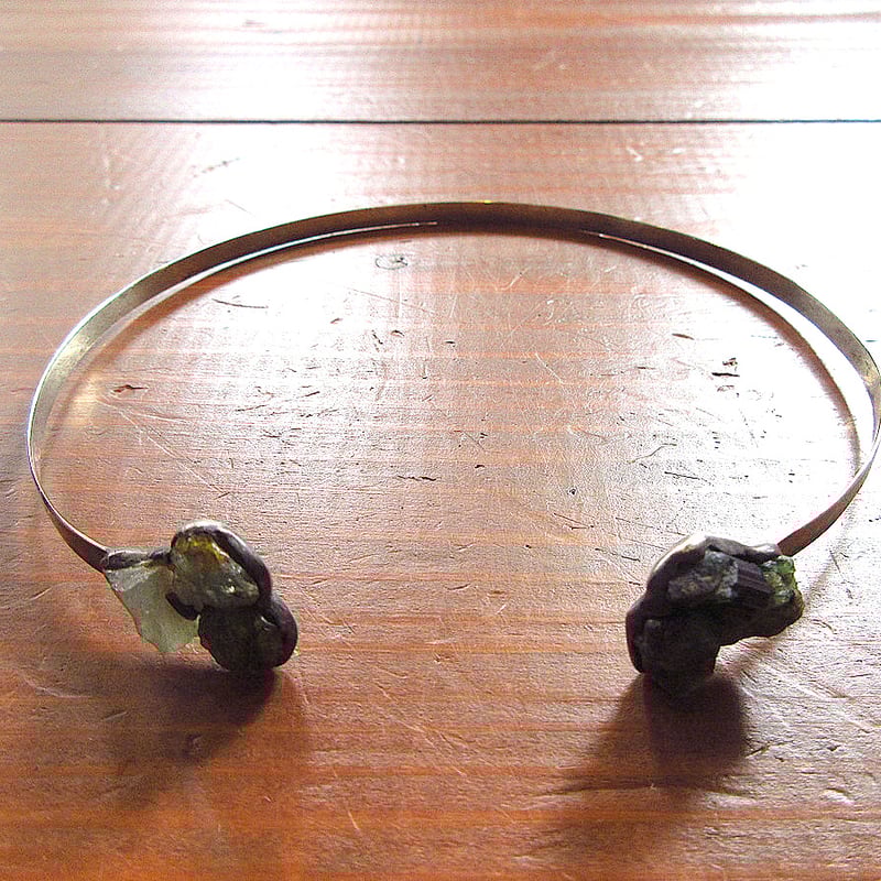 ビンテージ○石付きスターリングシルバーチョーカー○240429k6