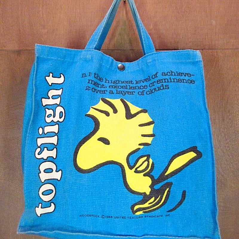 ビンテージ70's○ウッドストックコットントートバッグ青