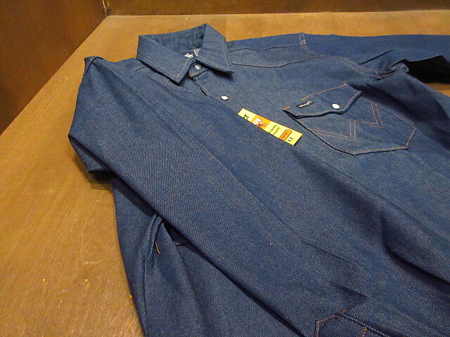 ビンテージ80's○DEADSTOCK Wrangler 70127MWデニムウエスタンシャツ
