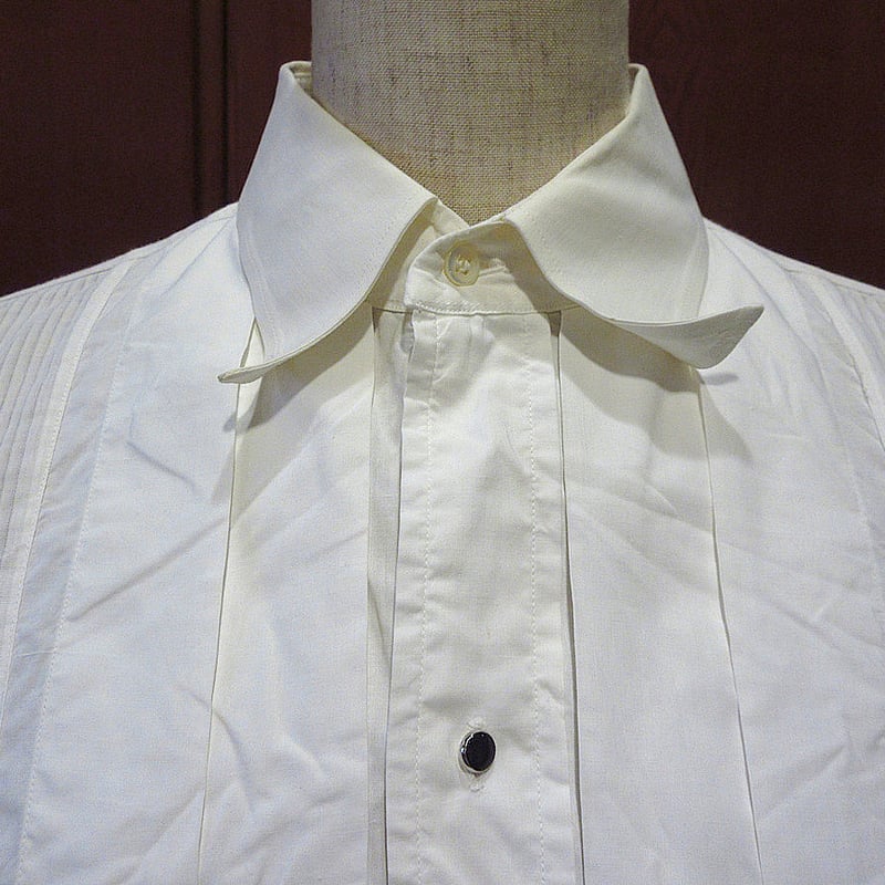 ビンテージ30's40's○Manhattanビブフロントプリーツドレスシャツ白