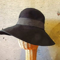 ビンテージ40’s50’s●Bennetレディースフェルトハット黒●231122k6-w-ht-flt 1940s1950s帽子ウールソフト帽