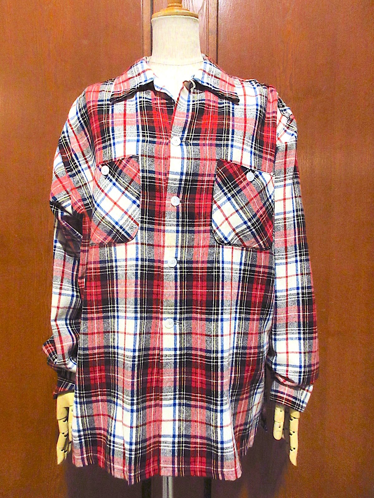 ビンテージ50's○MONTEREY SPORTSWEARチェックウール長袖ループカラー