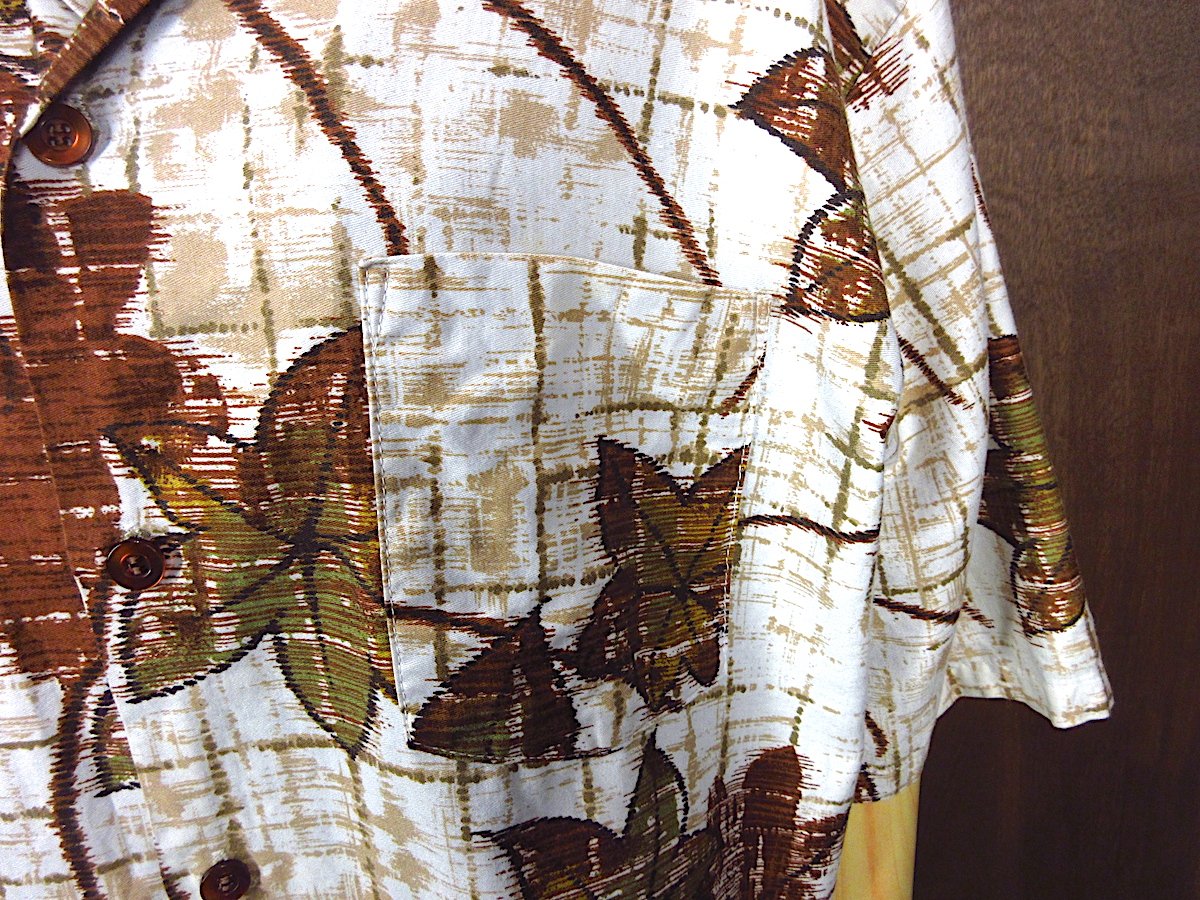 ビンテージ70's○Jantzenメープル総柄ハワイアンシャツsize L