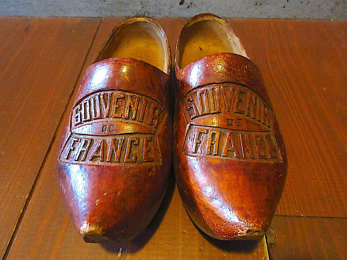 フランスヴィンテージ ビンテージ40's○フランススーベニアウッドシューズ○250825z6-m