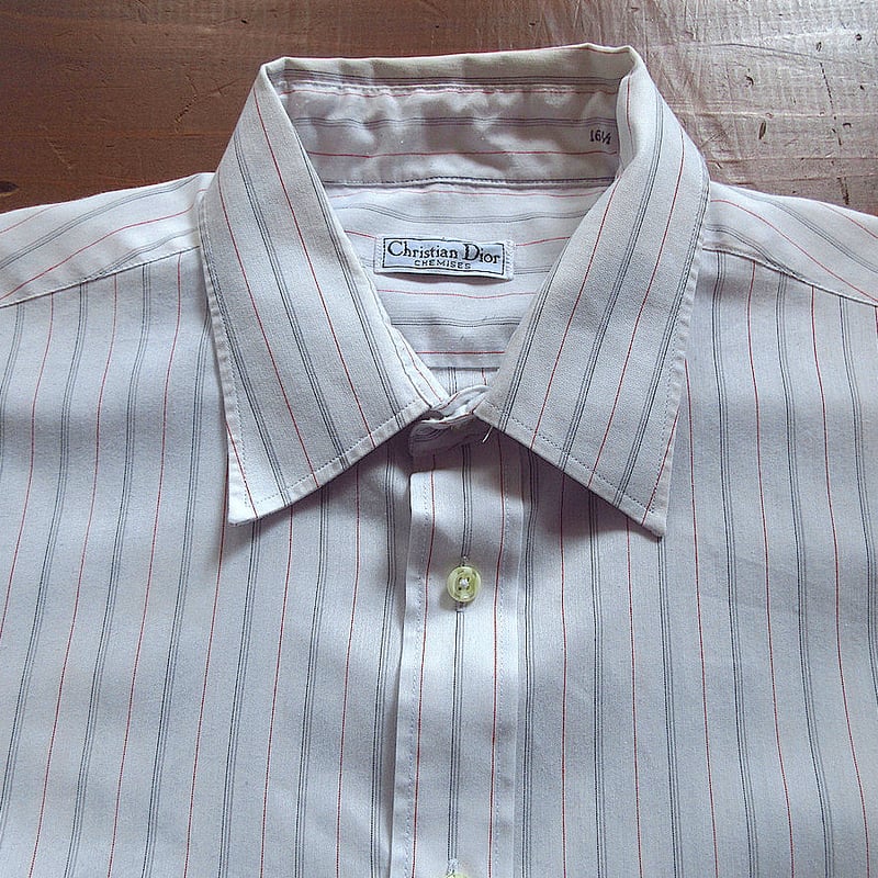 ビンテージ80's○Christian Diorストライプドレスシャツsize 16 1/2
