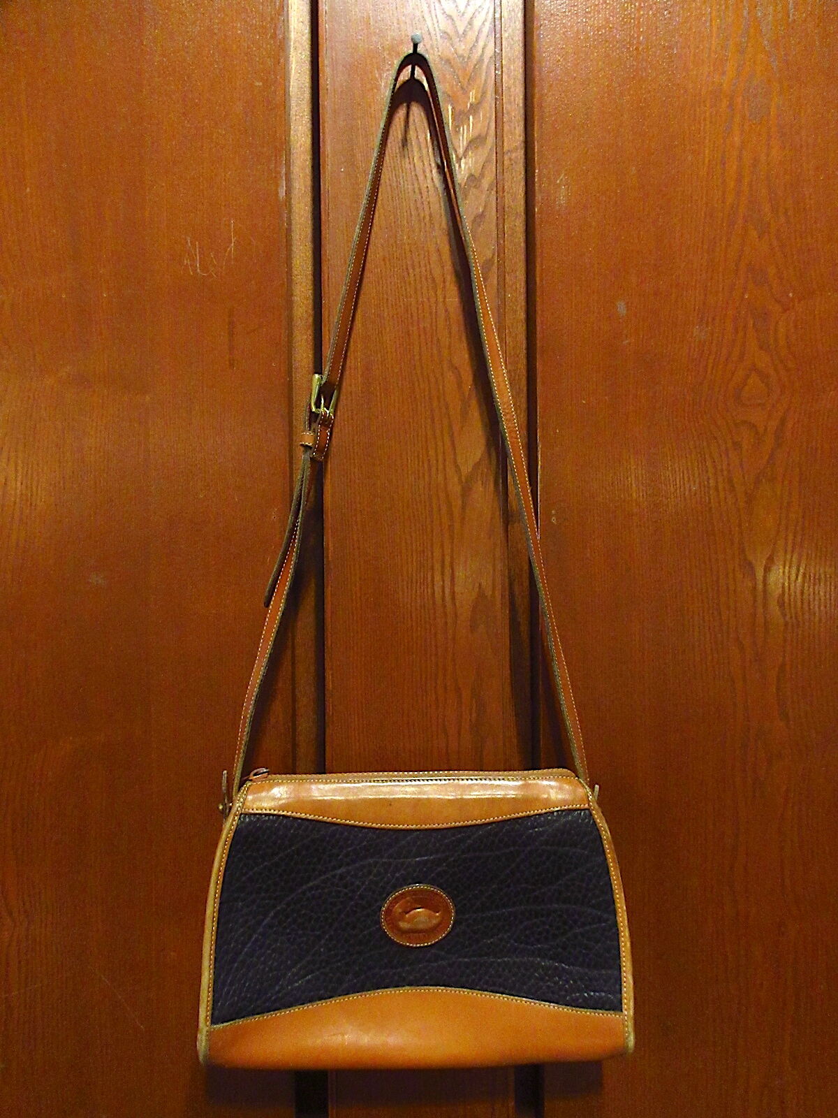 ビンテージ○DOONEY ＆ BOURKEレザーショルダーバッグ黒×茶○221017c1