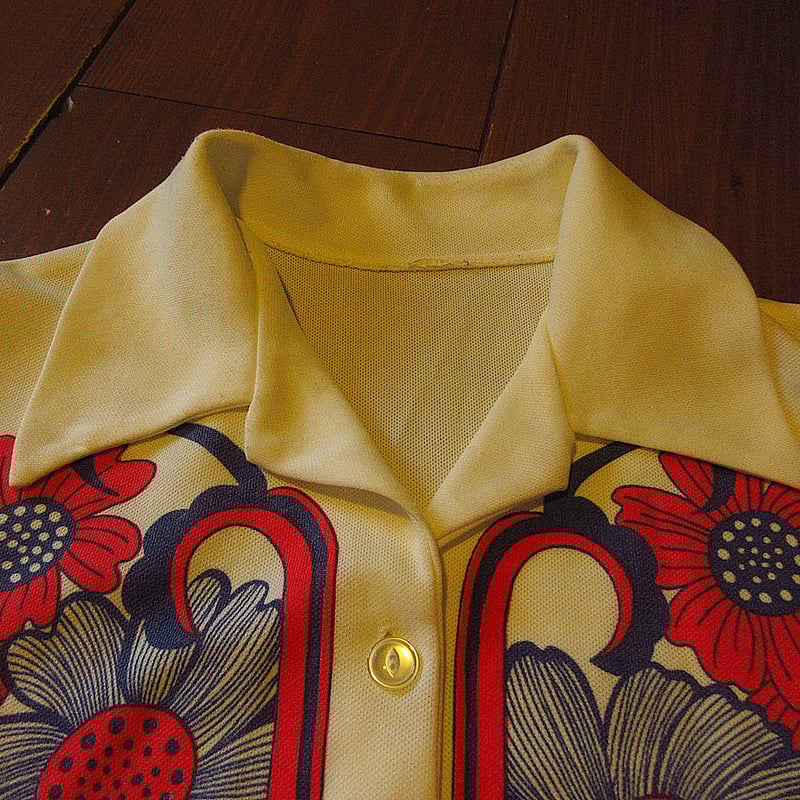ビンテージ70's○レディース花柄長袖シャツ白○241106j3-w-lssh ビンテージ70's○レディース花柄長袖シャツ白○241106j3-w-lssh