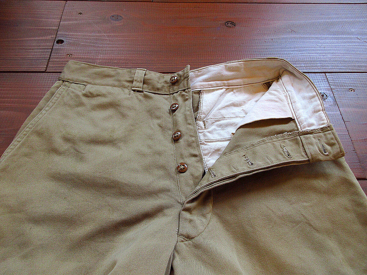 50s 米軍 実物 M-50 チノパンツ ボタンフライ ヴィンテージ W76cm 50S 米軍 実物 USMC ボタンフライ ダブルステッチ チノ トラウザー