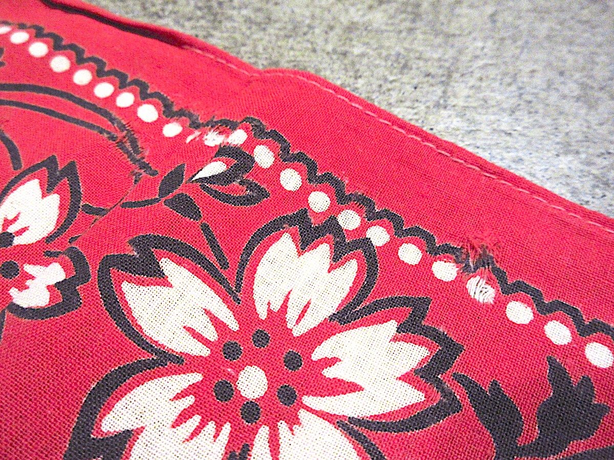 ビンテージ40's○FAST COLOR下鼻象マークコットンバンダナ赤○260216m8