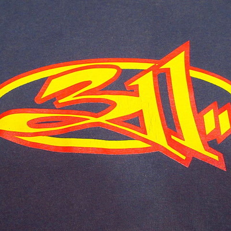 ビンテージ○311プリントTシャツ紺L○200809n6-m-tsh-bn スリー