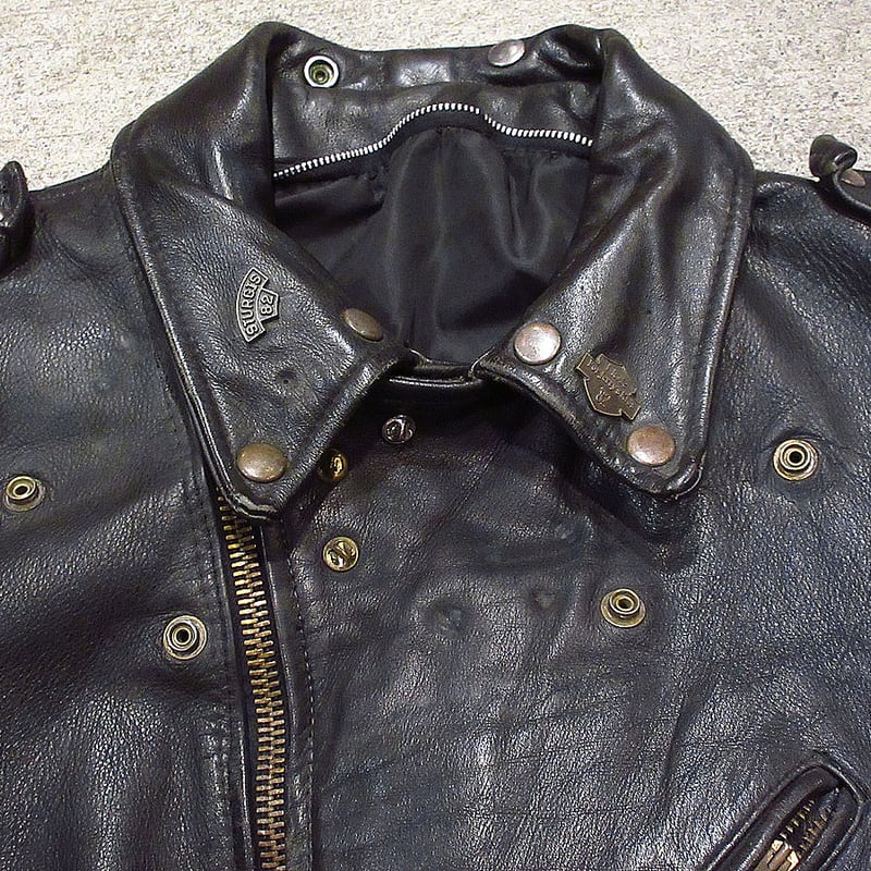 ビンテージ70's○レザーダブルライダースジャケット黒size 46 ビンテージ70's○レザーダブルライダースジャケット黒size 46