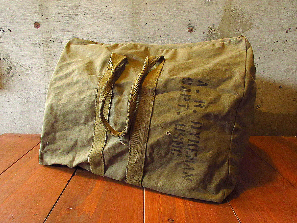 ビンテージ40's○U.S. NAVYステンシル入りパラシュートトラベリング