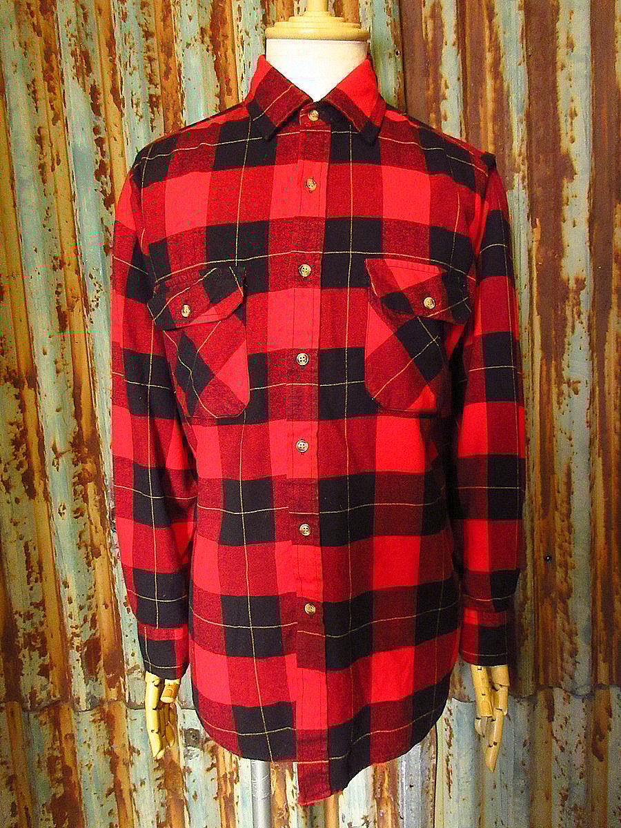 ビンテージ80's○SAUGATUCKチェックネルシャツ赤×黒×黄色size M ビンテージ80's○SAUGATUCKチェックネルシャツ赤×黒×黄色size M