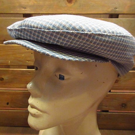 ビンテージ●Country Gentlemanチェックハンチング帽●200804n7-m-cp-htg ウール水色メンズ帽子