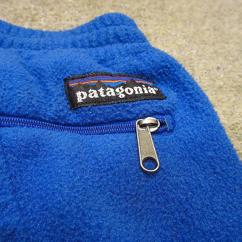 ビンテージ90's○Patagonia雪無しタグフリースパンツ青表記 M