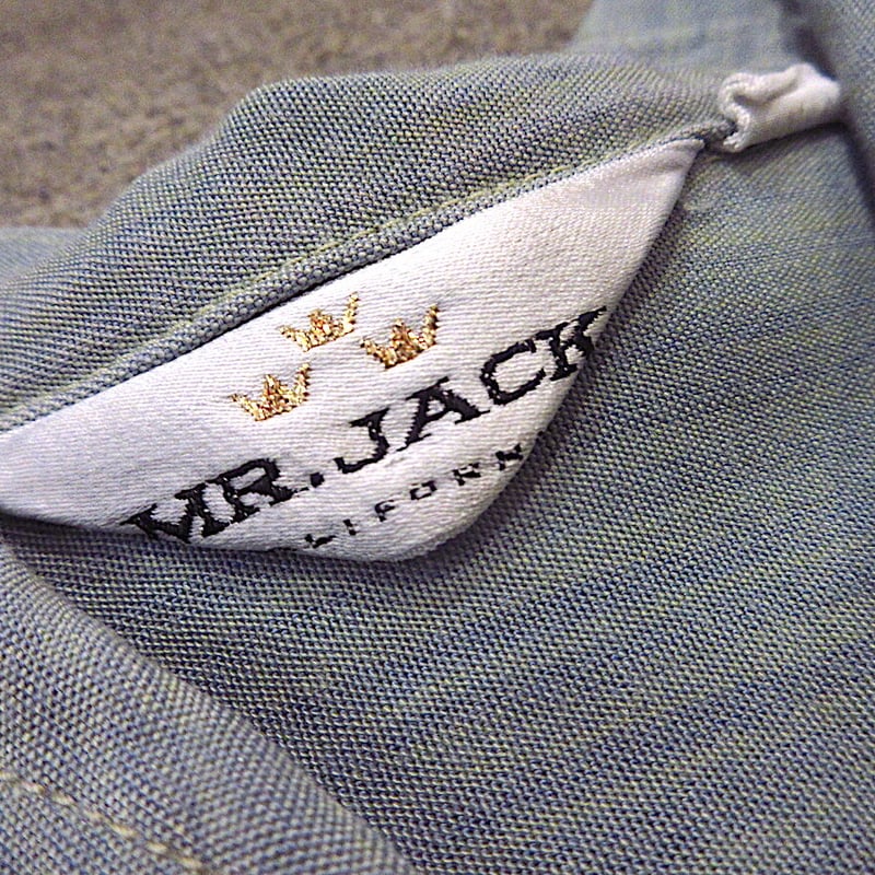 ビンテージ50's60's○MR.JACK半袖ループカラーシャツライムグリーン
