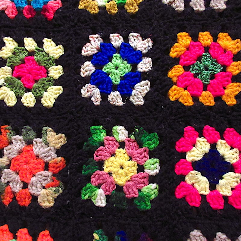 ビンテージ○かぎ針編みブランケットsize約183cm ×約157cm○231215c7-bl