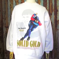 ビンテージ90’s●Dan Jansen's SOLID GOLDスピードスケートプリントスウェット白size XL●250320k1-m-sws 1990sオリンピック古着