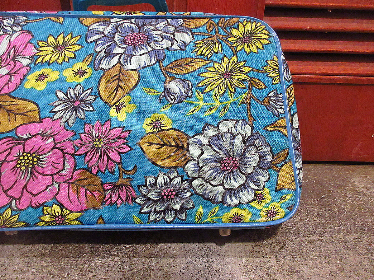 ビンテージ70's○レトロ花柄トランクバッグ中○210620r8-bag-trk ビンテージ70's○レトロ花柄トランクバッグ中○210620r8-bag-trk