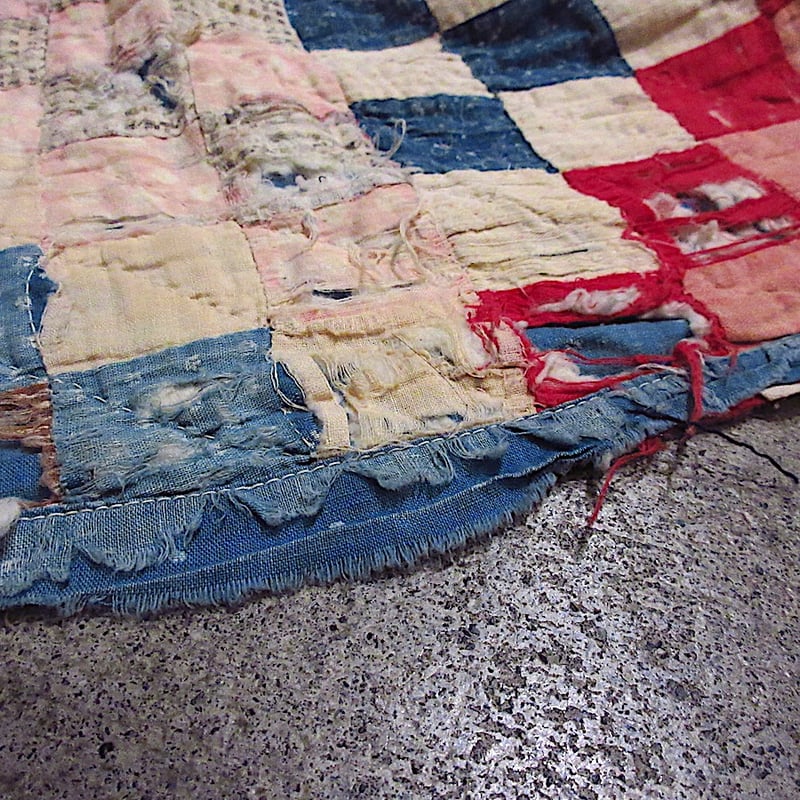 アンティークキルト ビンテージ ビンテージ~20's○パッチワークキルトファブリックsize 約192cm × 約