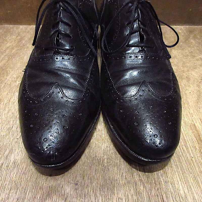 サルヴァトーレフェラガモ ウイングチップ ブラック レザー ビンテージ○Salvatore Ferragamoウイングチップシューズ黒size